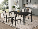 Louise Rectangular Extension Leaf Dining Set Black