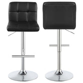 Lenny Upholstered Adjustable Bar Stool Black / White (Set of 2)