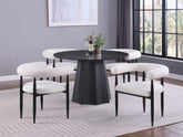 Camden Round Faux Marble Top Dining Table Set Black