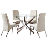 Beckham Round Glass Top Dining Set Chrome and White