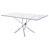 Carmelo Rectangular 66-inch Glass Top Dining Table Chrome