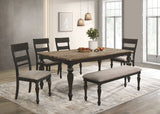 Bridget Rectangular Dining Set Charcoal Sand Through