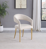 Galiano Velvet Upholstered Dining Arm Chair Beige (Set of 2)