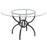 Aviano Round 48-inch Glass Top Metal Dining Table Gunmetal