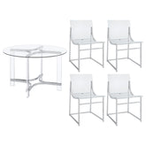 Keeling Round Glass Top Acrylic Dining Set Chrome