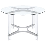Keeling Round Glass Top Acrylic Dining Set Chrome