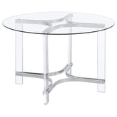 Keeling 47-inch Round Glass Top Acrylic Dining Table Chrome
