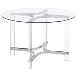 Keeling 47-inch Round Glass Top Acrylic Dining Table Chrome