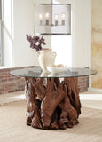 Asbury Round Dining Table Base Natural Teak Light Brown