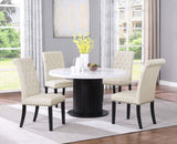 Sherry Rectangular Marble Top Dining Table Set Brown