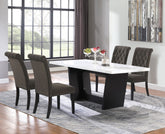 Sherry Rectangular Marble Top Dining Table Set Brown