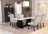 Sherry Rectangular Marble Top Dining Table Set Brown