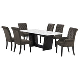 Sherry Rectangular Marble Top Dining Table Set Brown
