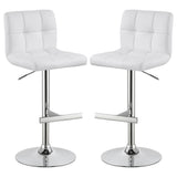 Lenny Upholstered Adjustable Bar Stool Black / White (Set of 2)