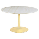Kella Round Marble Top Dining Set White and Gold