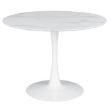 Arkell Round 30-inch Faux Marble Top Dining Table White