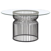 Granvia Round 54-inch Glass Top Metal Dining Table Gunmetal