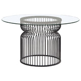 Granvia Round 54-inch Glass Top Metal Dining Table Gunmetal