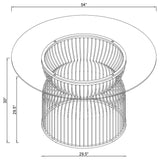 Granvia Round 54-inch Glass Top Metal Dining Table Gunmetal