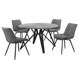 Neil 5-piece Round Dining Table Set Concrete Gunmetal
