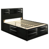 Briana Wood California King Storage Bookcase Bed Black