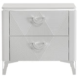 Cassia 2-drawer Nightstand Bedside Table White High Gloss