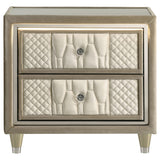 Lorient 2-drawer LED Nightstand with USB Ivory and Camel