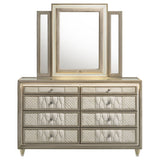 Lorient 8-drawer LED Dresser with Mirror Ivory and Camel