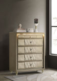 Lorient 5-drawer LED Chest of Drawers Ivory and Camel