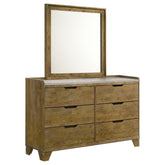 Henderson 6-drawer Bedroom Dresser with Mirror Medium Oak