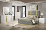 Ines Bedroom Set Grey/Navy and White High Gloss