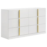 Ines 6-drawer Bedroom Dresser with Mirror Cabinet White High Gloss