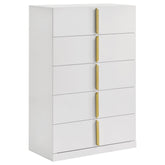 Ines 5-drawer Bedroom Chest of Drawers White High Gloss