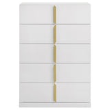 Ines 5-drawer Bedroom Chest of Drawers White High Gloss