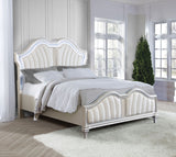 Evangeline Wood LED Panel Bed Silver Oak