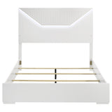 Ives Queen Panel Bed LED Headboard White High Gloss