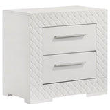 Ives 2-drawer Nightstand Bedside Table Grey High Gloss