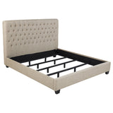 Chloe Upholstered California King Panel Bed Oatmeal