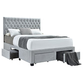 Soledad Upholstered Storage Bed Light Grey