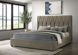 Delsea Upholstered Queen Panel Platform Bed Light Brown