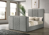 Tara 61-inch Upholstered Panel TV Bed Grey