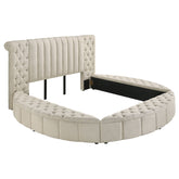 Sonya Upholstered Round Storage Bed Ivory