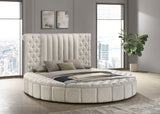 Sonya Upholstered Round Storage Bed Ivory