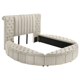 Sonya Upholstered Round Storage Bed Ivory