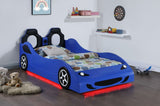 Cruiser Wood LED Race Car Bed and 7-inch Mattress Blue