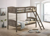 Flynn Wood Bunk Bed with Mattress Weathered Brown