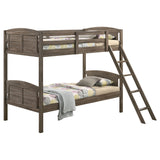 Flynn Wood Bunk Bed with Mattress Weathered Brown