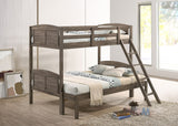 Flynn Wood Bunk Bed with Mattress Weathered Brown