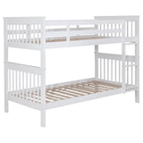 Chapman Wood Twin Over Twin Bunk Bed with Mattress White