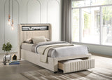 Madison Upholstered LED Storage Platform Bed Cream
